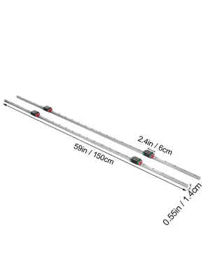 VEVOR linear rail hsr15, 59in length, 2.4in width, and 1.1in height.
