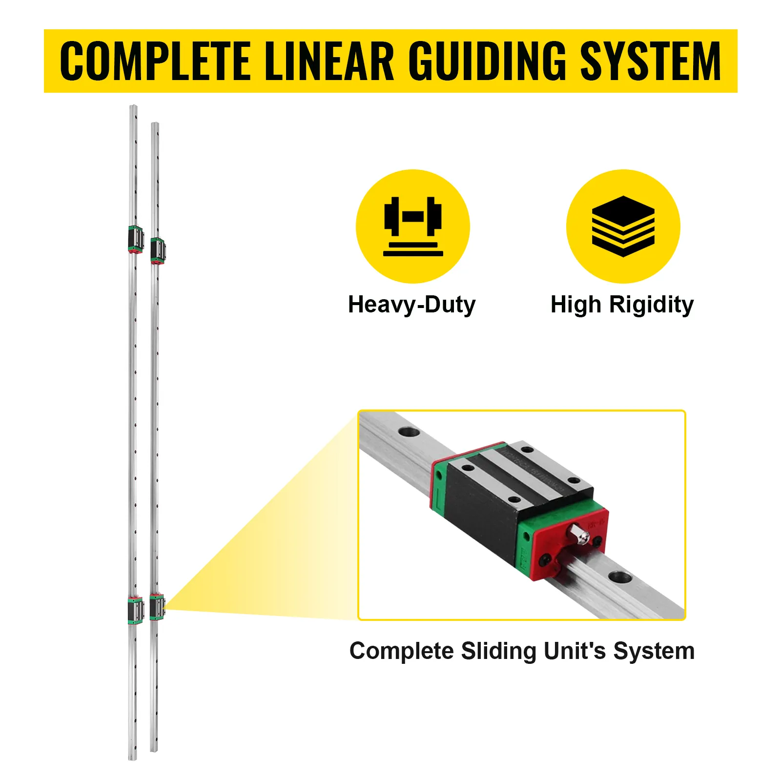 VEVOR linear rail hsr15: complete linear guiding system with heavy-duty and high rigidity benefits.