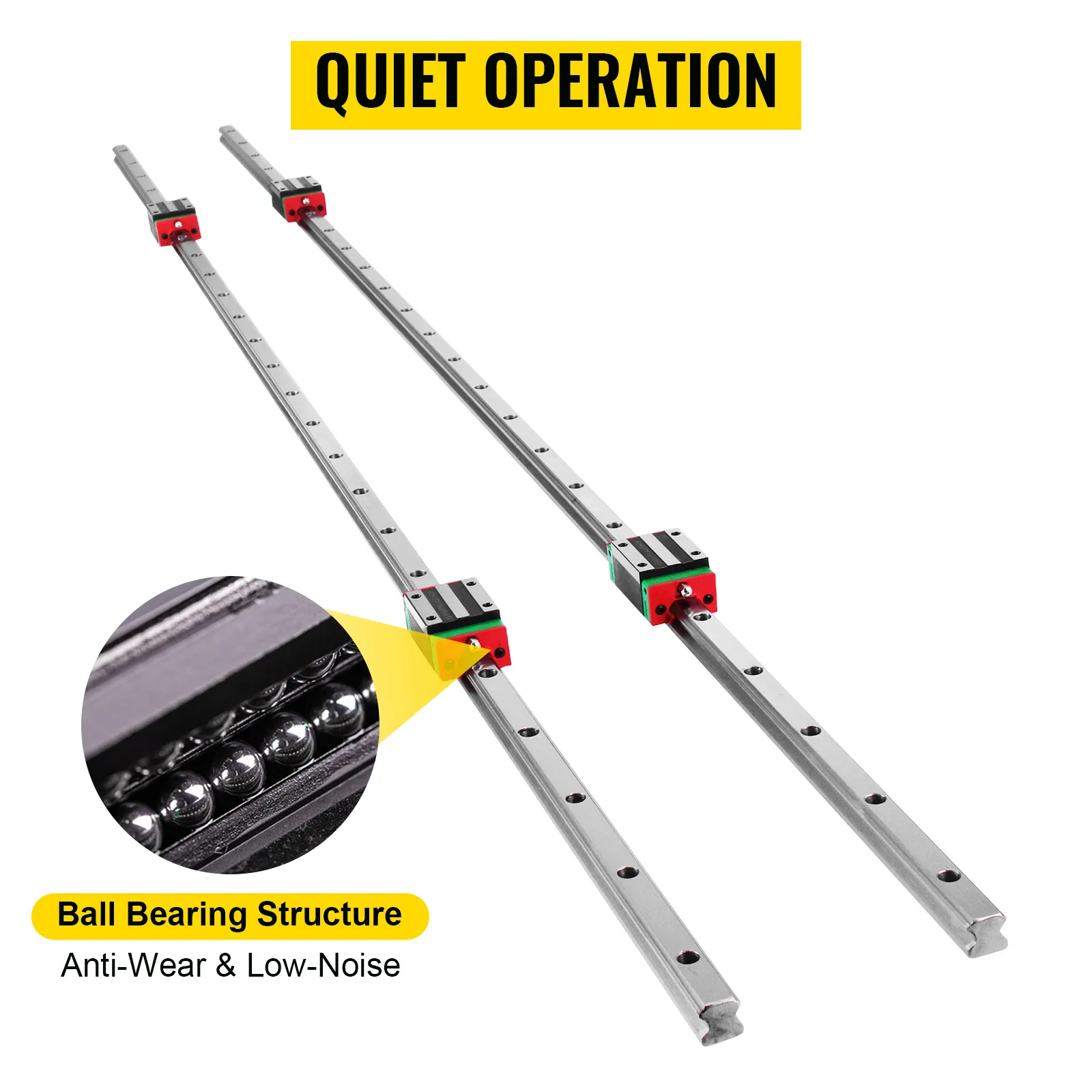 VEVOR linear rail hsr15 with quiet operation and anti-wear, low-noise ball bearings.