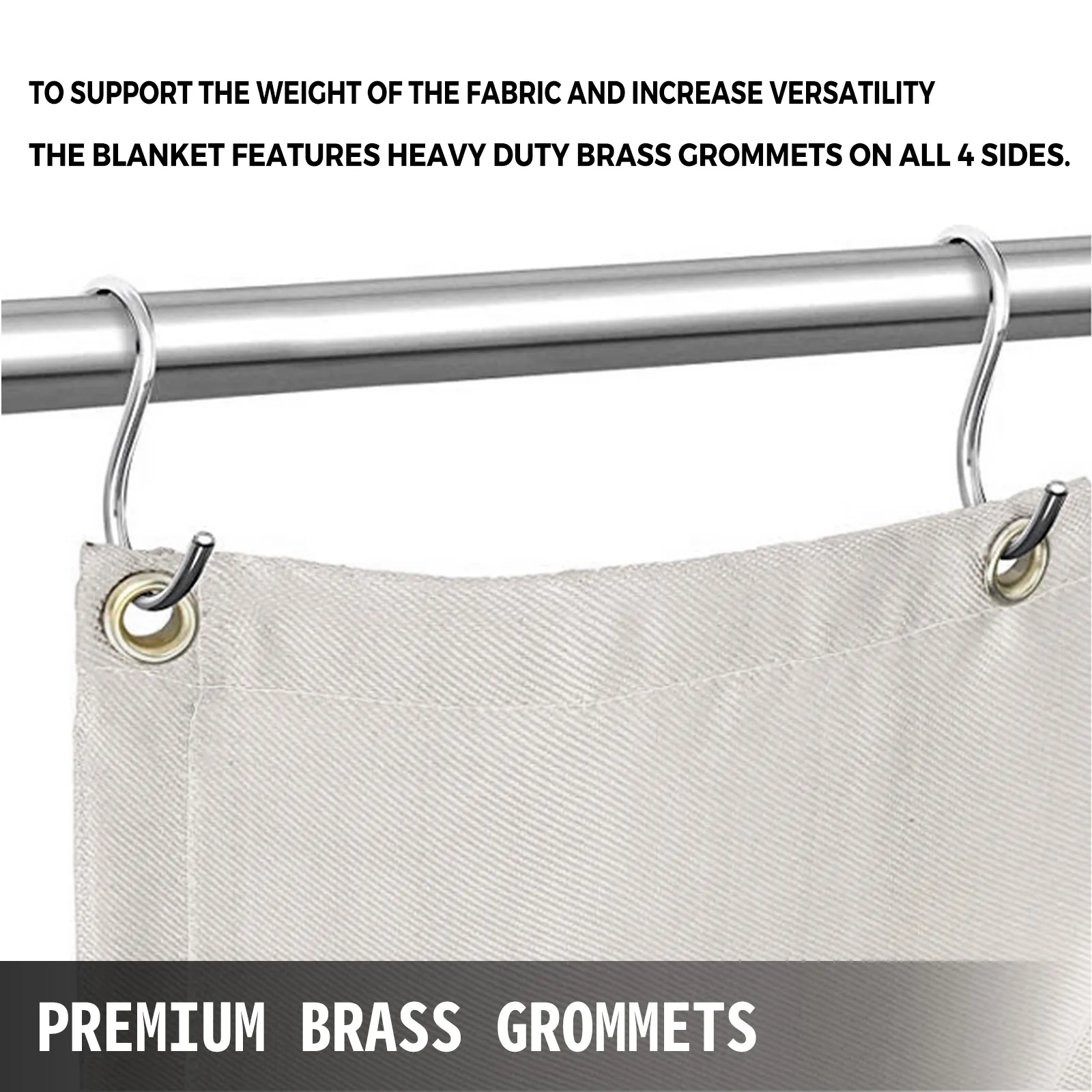 VEVOR welding blanket with heavy-duty brass grommets on all sides for support.