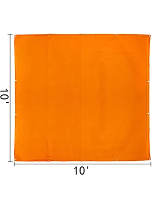 VEVOR welding blanket, 10x10 feet, bright orange with reinforced edges.