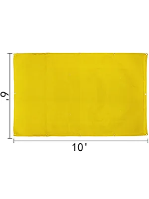 yellow VEVOR welding blanket, 10' x 6', with grommets at the edges.