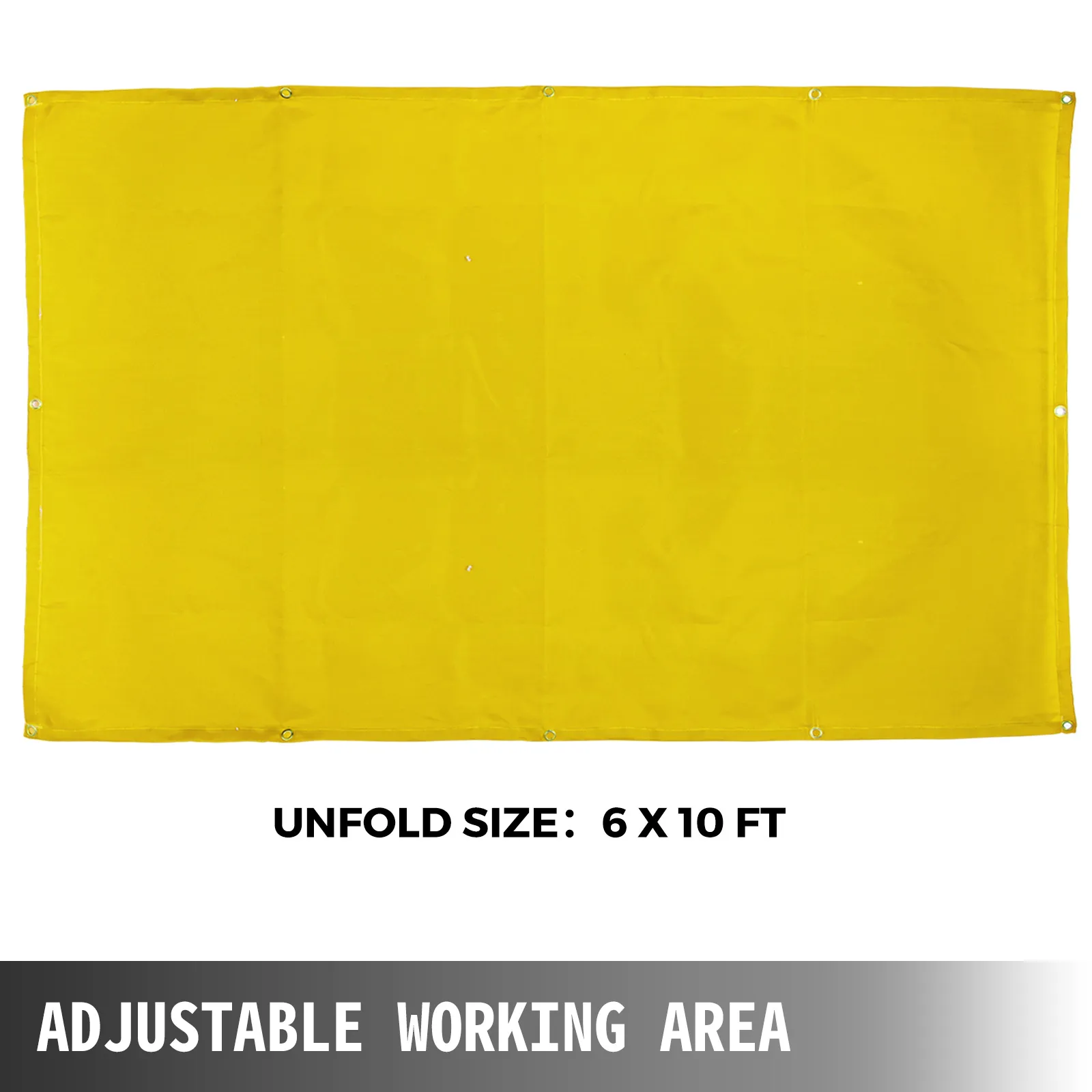 yellow VEVOR welding blanket, 6 x 10 ft, adjustable working area.