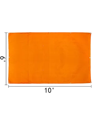 Manta de soldadura VEVOR naranja de 6 x 10 pies, resistente al fuego, con ojales para colgarla fácilmente.