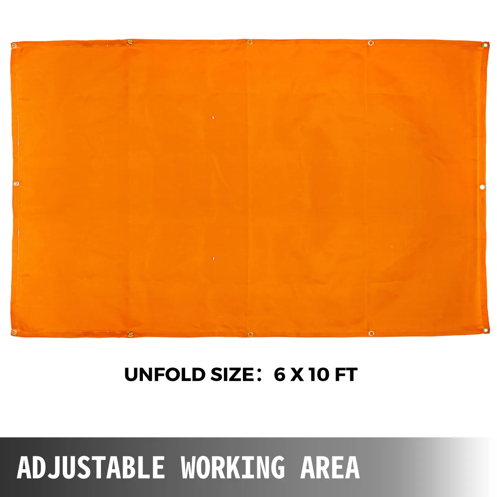 Manta de soldadura VEVOR, naranja, tamaño desplegada: 6 x 10 pies, área de trabajo ajustable.