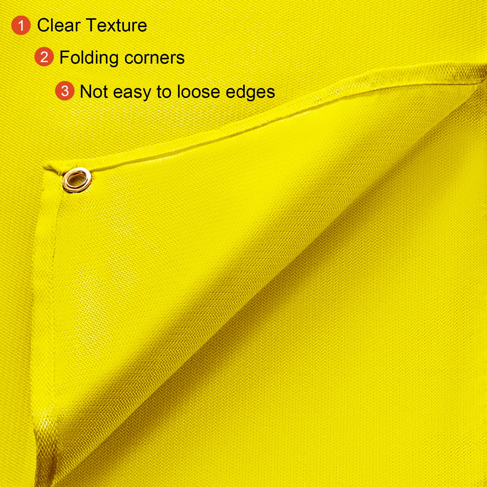 VEVOR welding blanket with clear texture, folded corners, and secure edges in bright yellow.