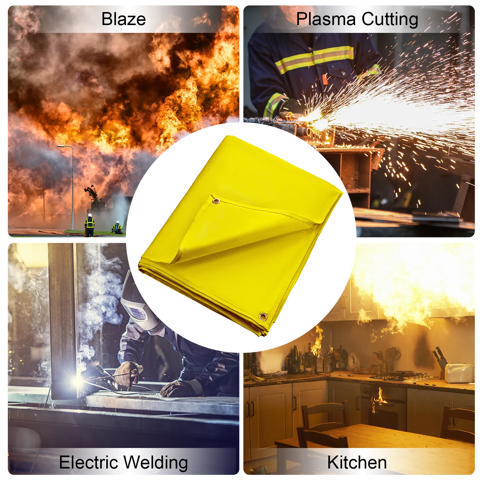 VEVOR welding blanket for blaze, plasma cutting, electric welding, and kitchen safety.