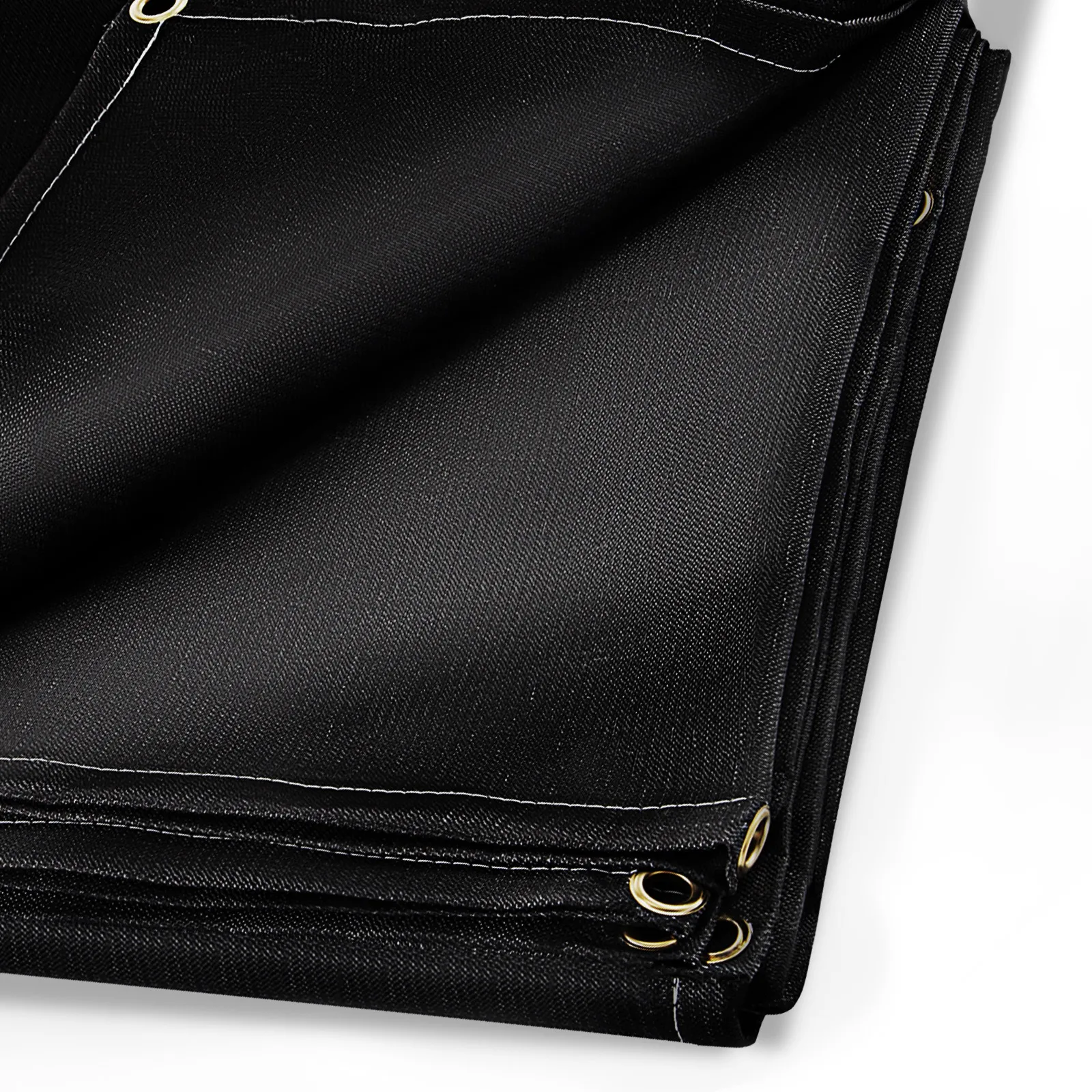 black VEVOR welding blanket with reinforced edges and metal grommets.