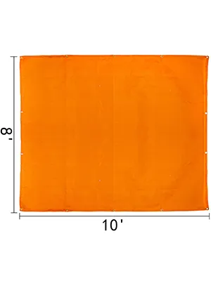 Oranje VEVOR lasdeken, 3 x 2,4 meter, met metalen ringen.
