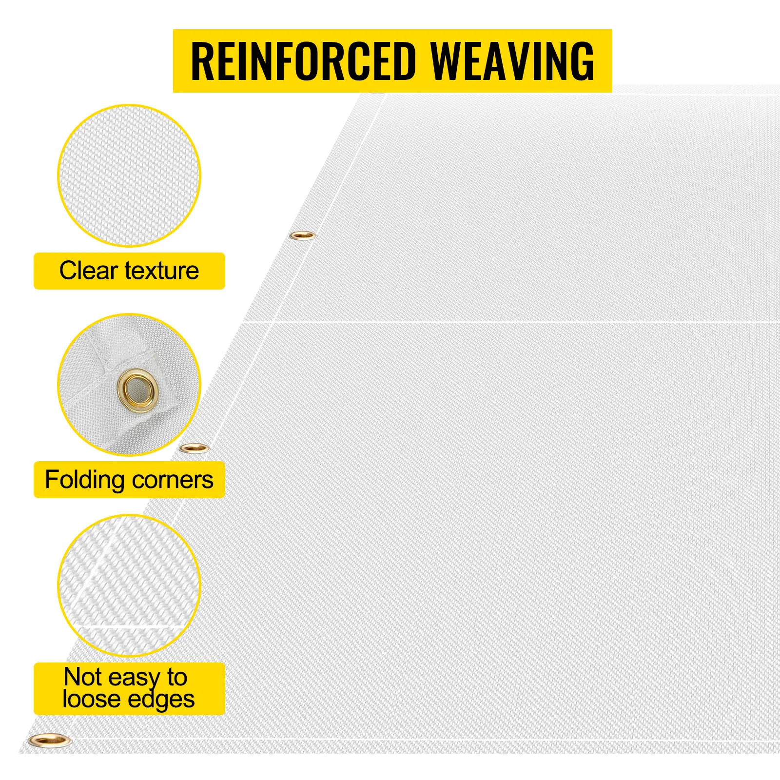 VEVOR fire blanket with reinforced weaving, clear texture, folding corners, and durable edges.