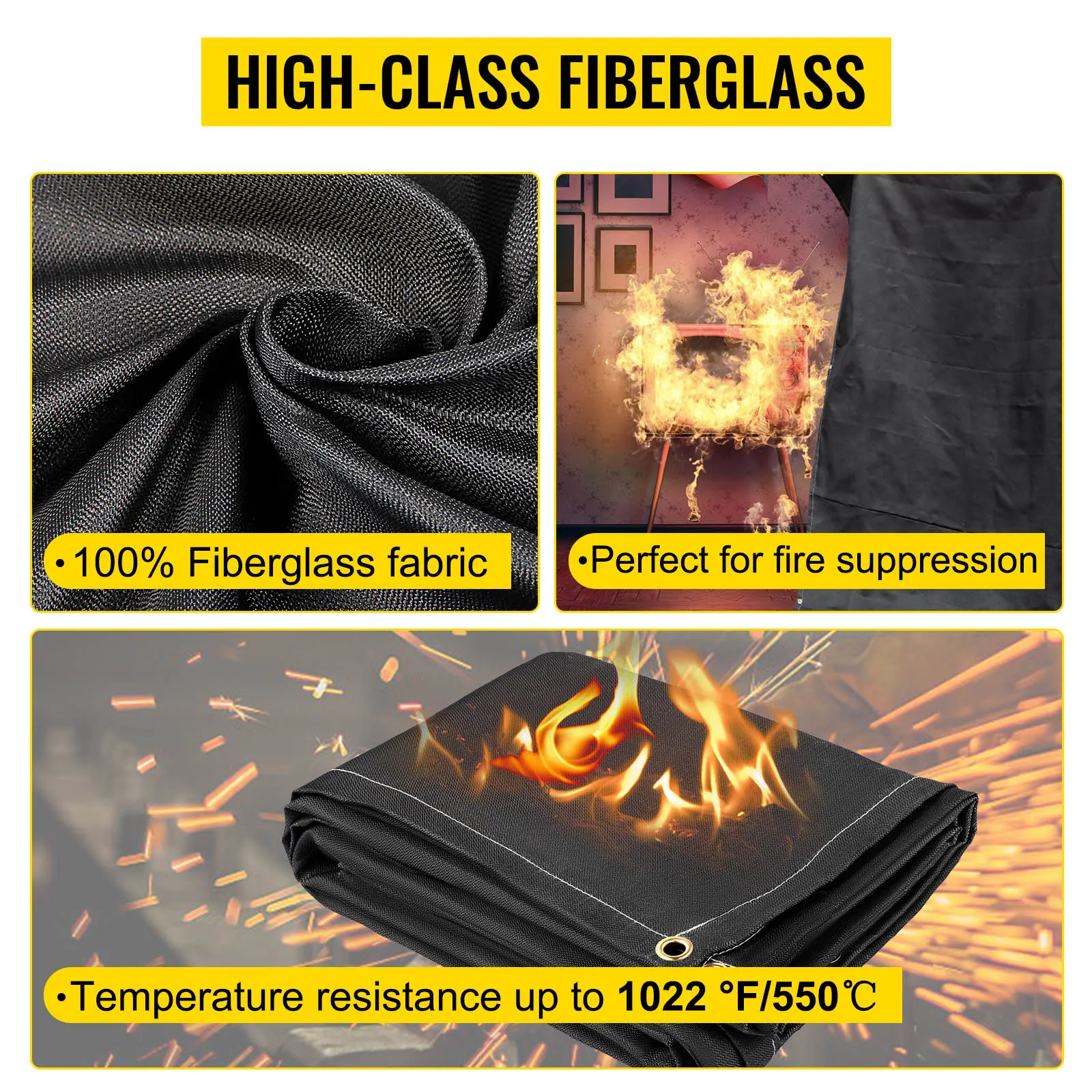 high-class VEVOR fire blanket made from 100% fiberglass, perfect for fire suppression.