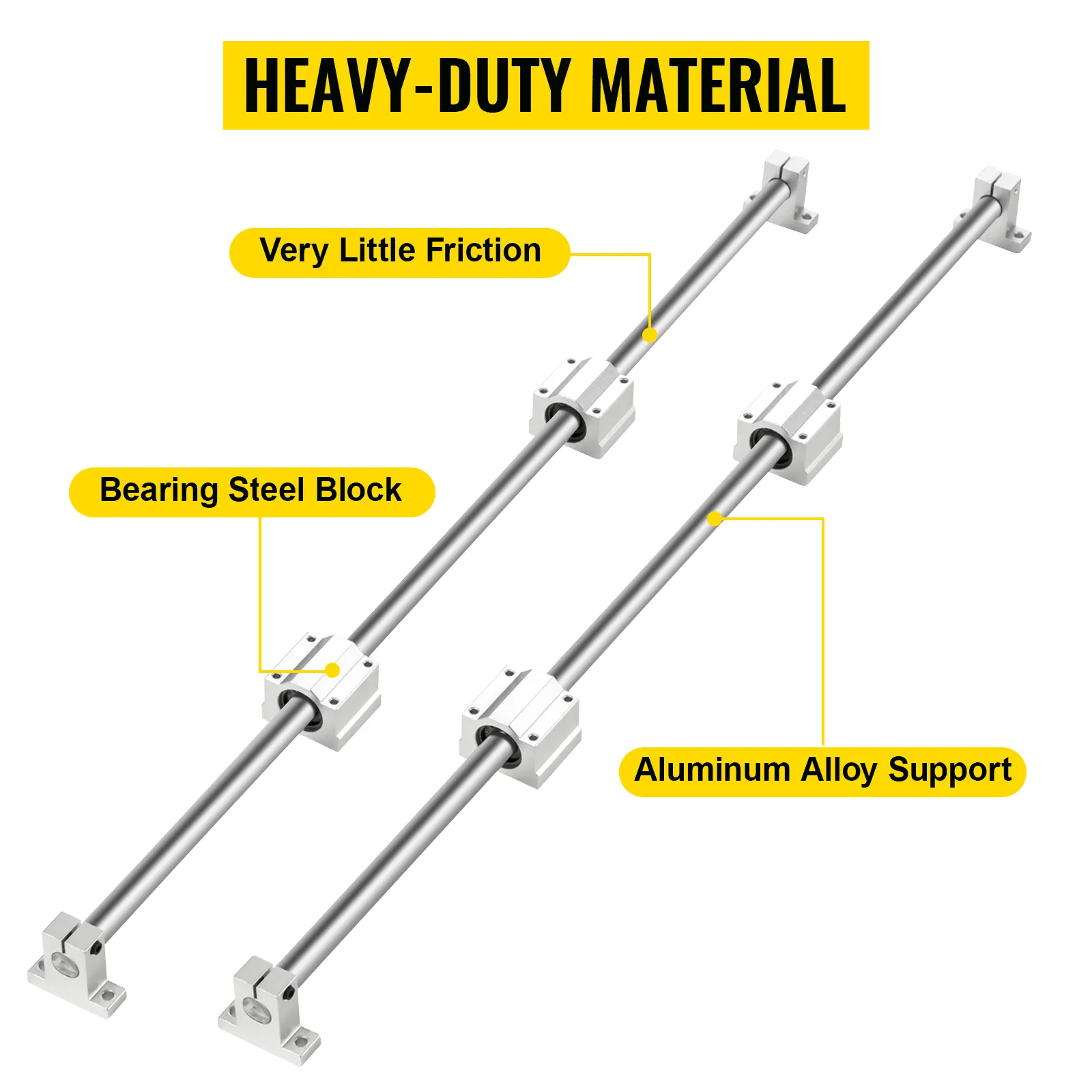 VEVOR linear rail with bearing steel blocks and aluminum alloy support.