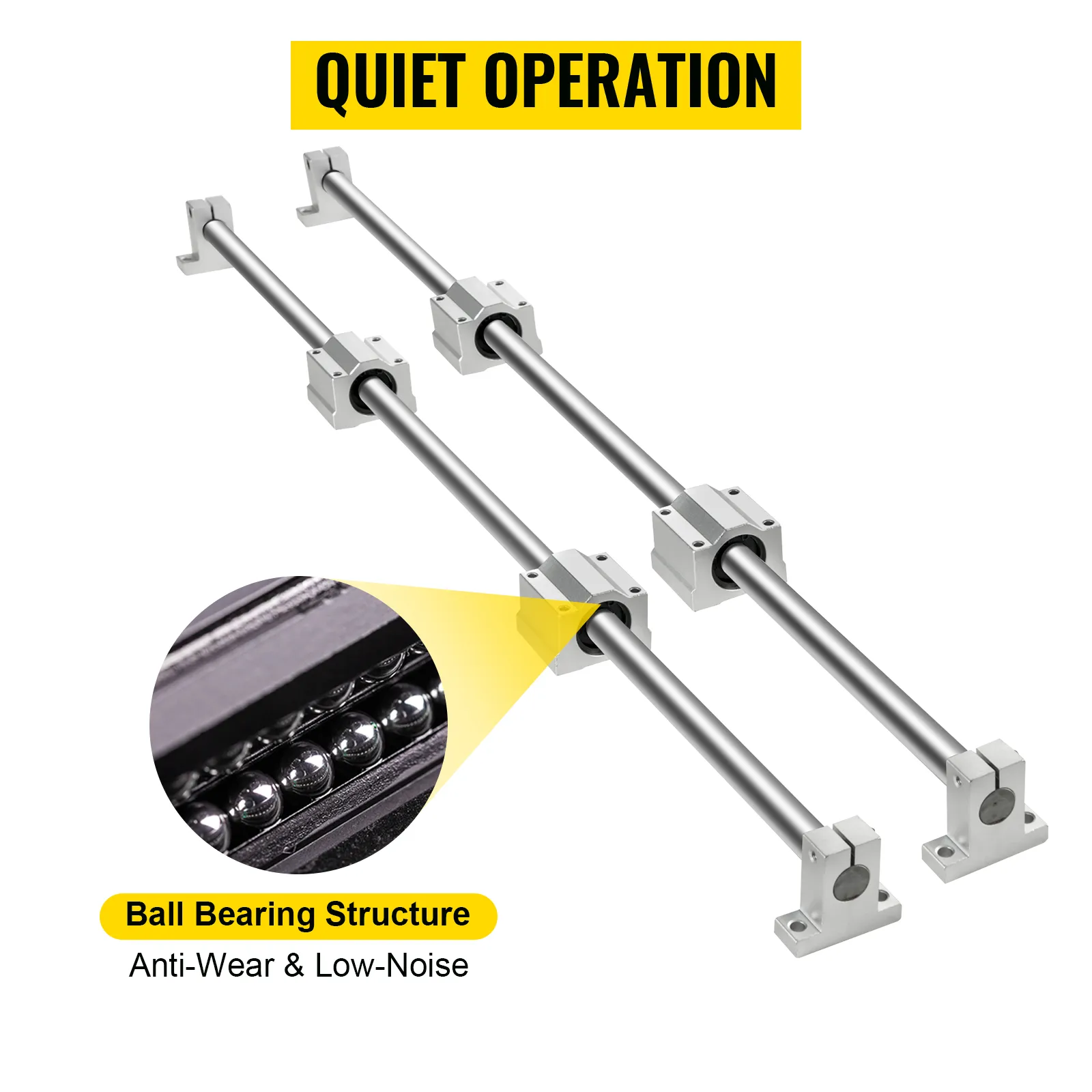 VEVOR linear rail with ball bearing structure for anti-wear and low-noise operation.