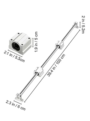 VEVOR linear rail, 39.4 in length, with dimensions in inches and centimeters.