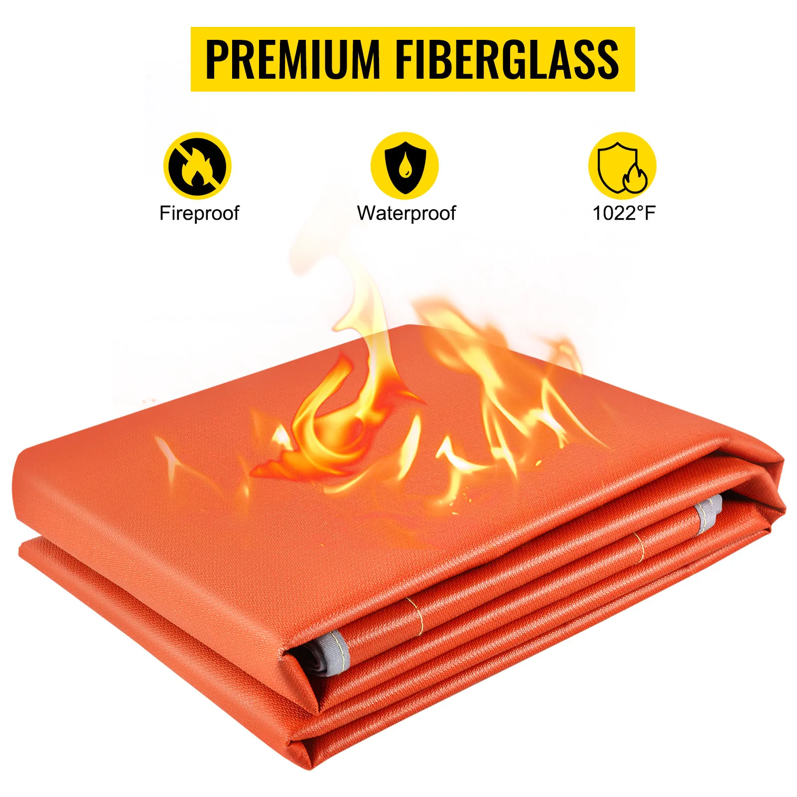 Alfombrilla para fogata VEVOR con fibra de vidrio de primera calidad, ignífuga, impermeable y resistente al calor hasta 1022 °F.