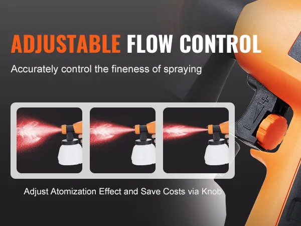 Pulverizador de pintura VEVOR con control de flujo ajustable para una pulverización precisa, con una perilla fácil de usar.