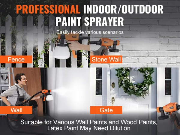 Pulverizador de pintura VEVOR profesional para interiores y exteriores, para cercas, muros, muros de piedra y portones.