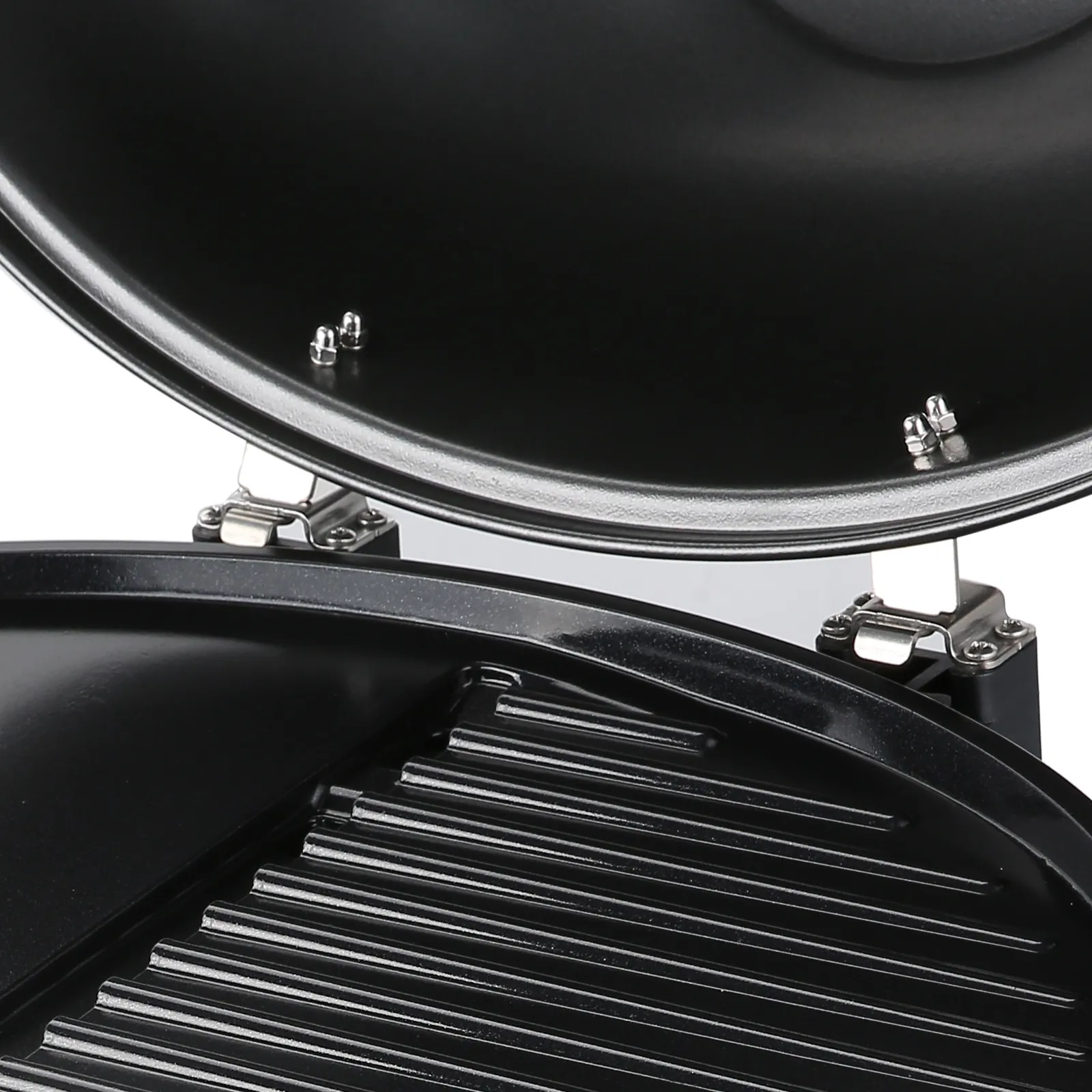 Parrilla eléctrica VEVOR con tapa abierta y placas de parrilla antiadherentes para una cocción versátil.