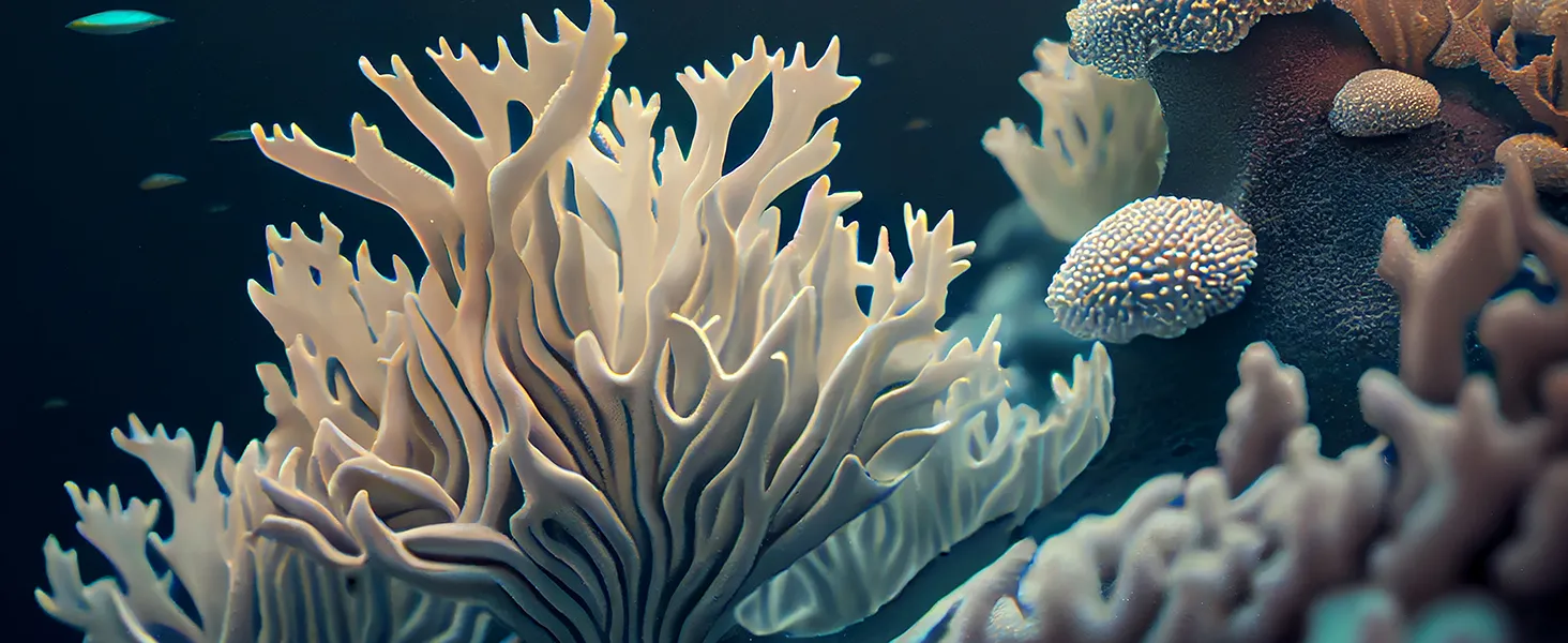 colorido arrecife de coral bajo el agua, que muestra una diversa vida marina, mantenida idealmente con un enfriador de acuario VEVOR.