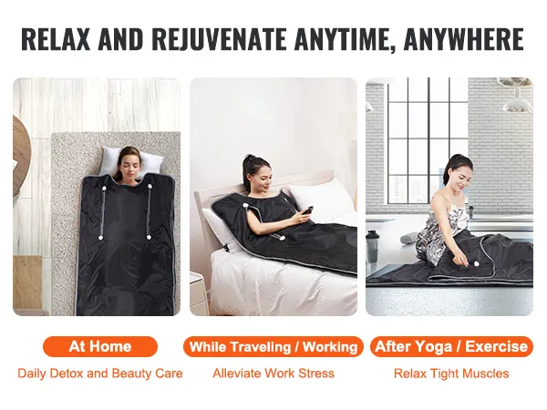 VEVOR sauna blanket: relax and rejuvenate at home, while traveling, or after yoga/exercise.