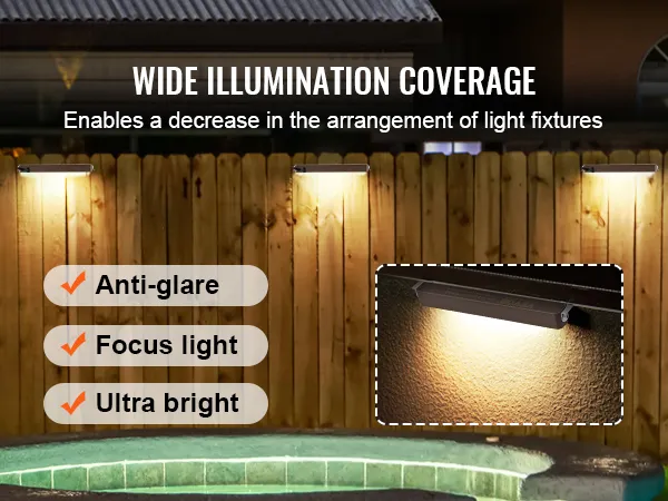 La iluminación LED para exteriores VEVOR presenta una amplia cobertura de iluminación con luz enfocada y antideslumbrante y ultra brillante.