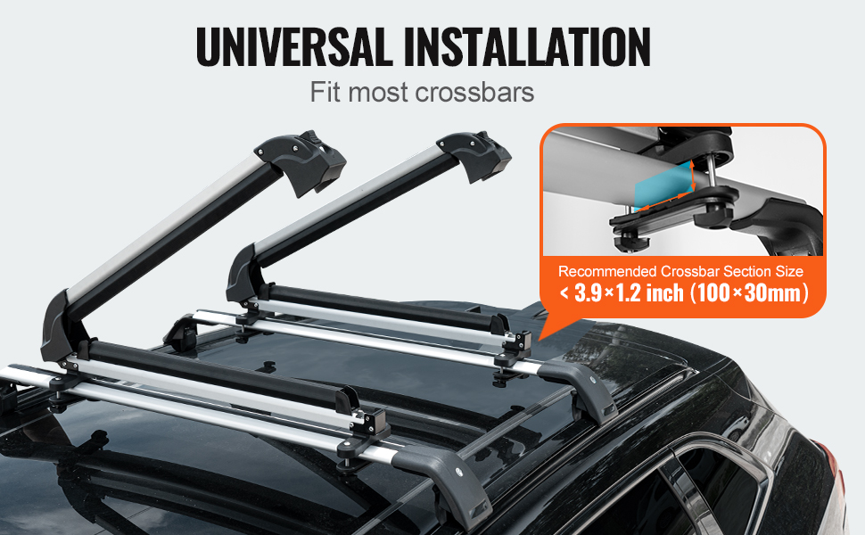 VEVOR Ski and Snowboard Roof Rack, 31.7-Inch Universal Ski
