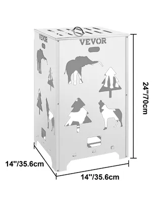 Barril para quemar VEVOR con recortes de vida silvestre, dimensiones de 24" x 14" x 14".