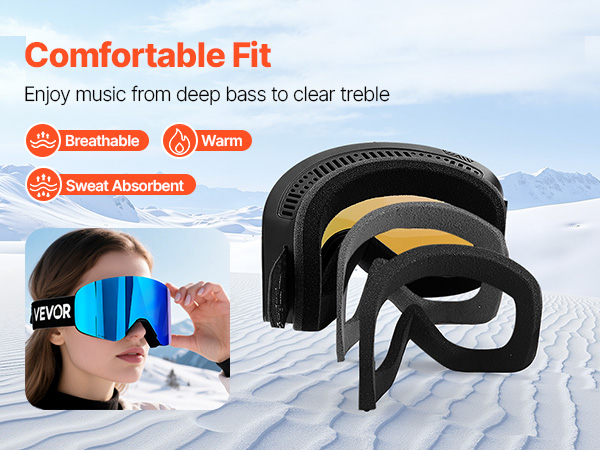 VEVOR Magnetic Lens Ski Goggles – Fit Up To 4.7 x 2.3 Inch