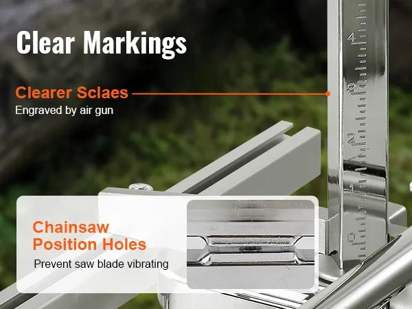 VEVOR chainsaw mill with clear markings and position holes, ensuring precise and stable operation.