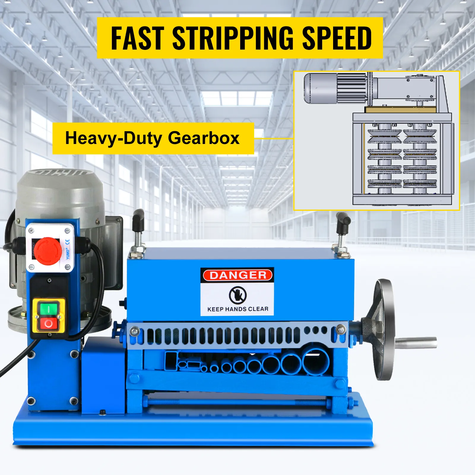 VEVOR wire stripping machine with fast stripping speed and heavy-duty gearbox