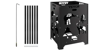Barril de combustión VEVOR con recortes para fauna silvestre, tubo de chimenea y herrajes de montaje.