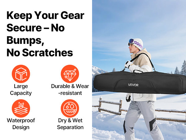 VEVOR Padded Snowboard Bag – 65 in / 165 cm Travel Case