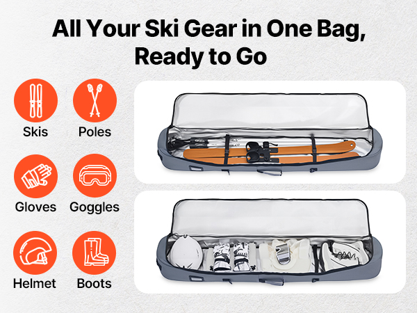 VEVOR Snowboard Bag For Flying – 65 Inch, 600D Fabric