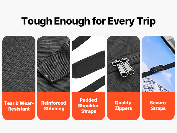 VEVOR Ski Roller Bag, Up to 74.8 in/190 cm, Padded Snowboard Bag