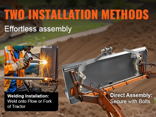 welding and bolt options for installing VEVOR skid steer attachment plate on tractors and plows.