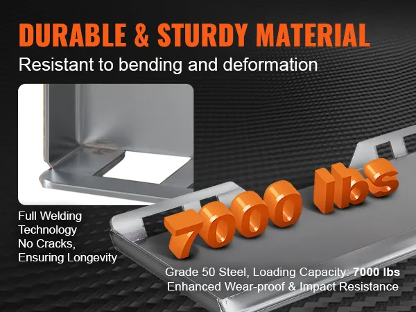 durable VEVOR skid steer attachment plate, 7000 lbs capacity, grade 50 steel, full welding technology.