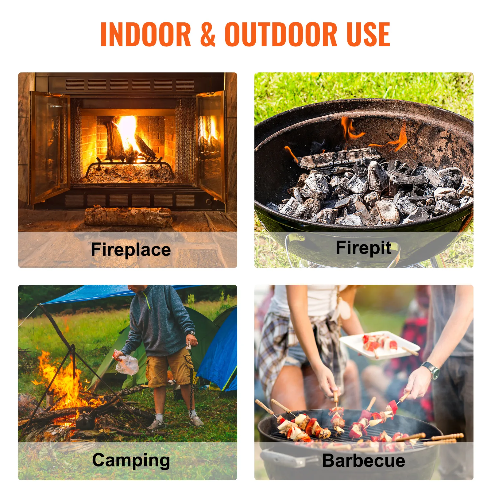 Verwendung von Brennholz im Innen- und Außenbereich: Kamin, Feuerstelle, Camping und Grillen mit dem Brennholzwagen von VEVOR.