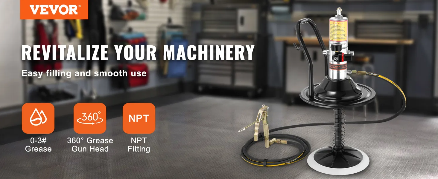 VEVOR vetpomp met 360° vetspuitkop, 0-3# vet en npt-aansluiting voor revitalisering van machines.