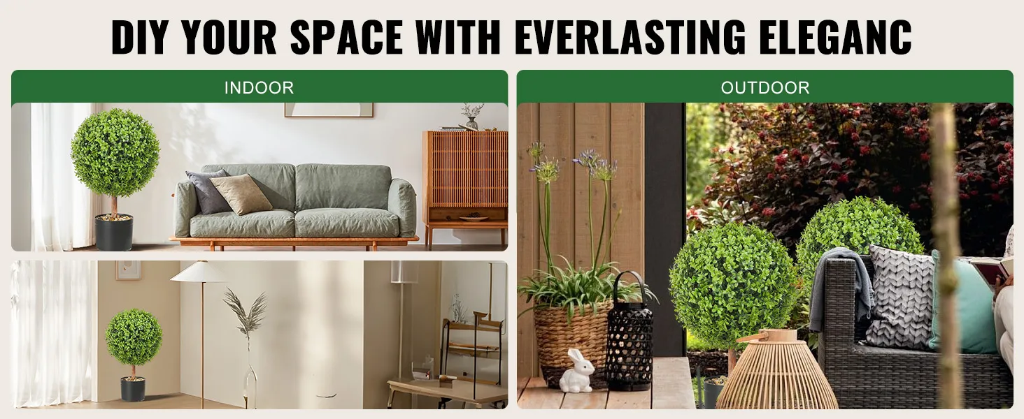 diy your space with everlasting elegance using VEVOR artificial boxwood ball for indoor and outdoor decor.