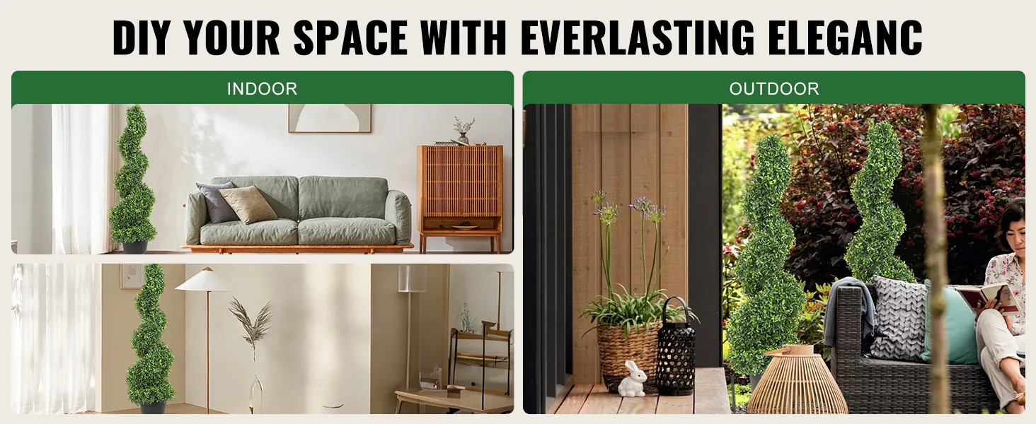 diy your space with the VEVOR artificial boxwood topiary, ideal for both indoor and outdoor decor.
