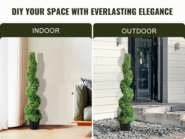 diy your space with the elegant VEVOR artificial boxwood topiary spiral for both indoor and outdoor.