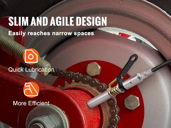 VEVOR grease gun coupler, slim design for narrow spaces, quick lubrication, more efficient use.