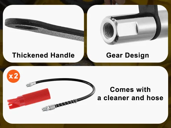 VEVOR grease gun coupler with one-handed operation, thickened handle, and gear design.