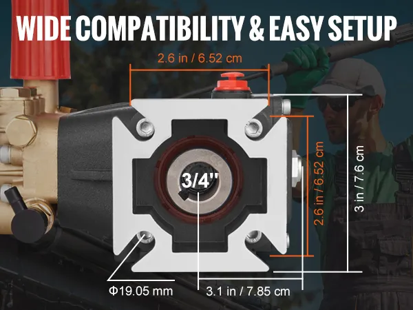 VEVOR pressure washer pump with wide compatibility and easy setup for various high-pressure cleaners.