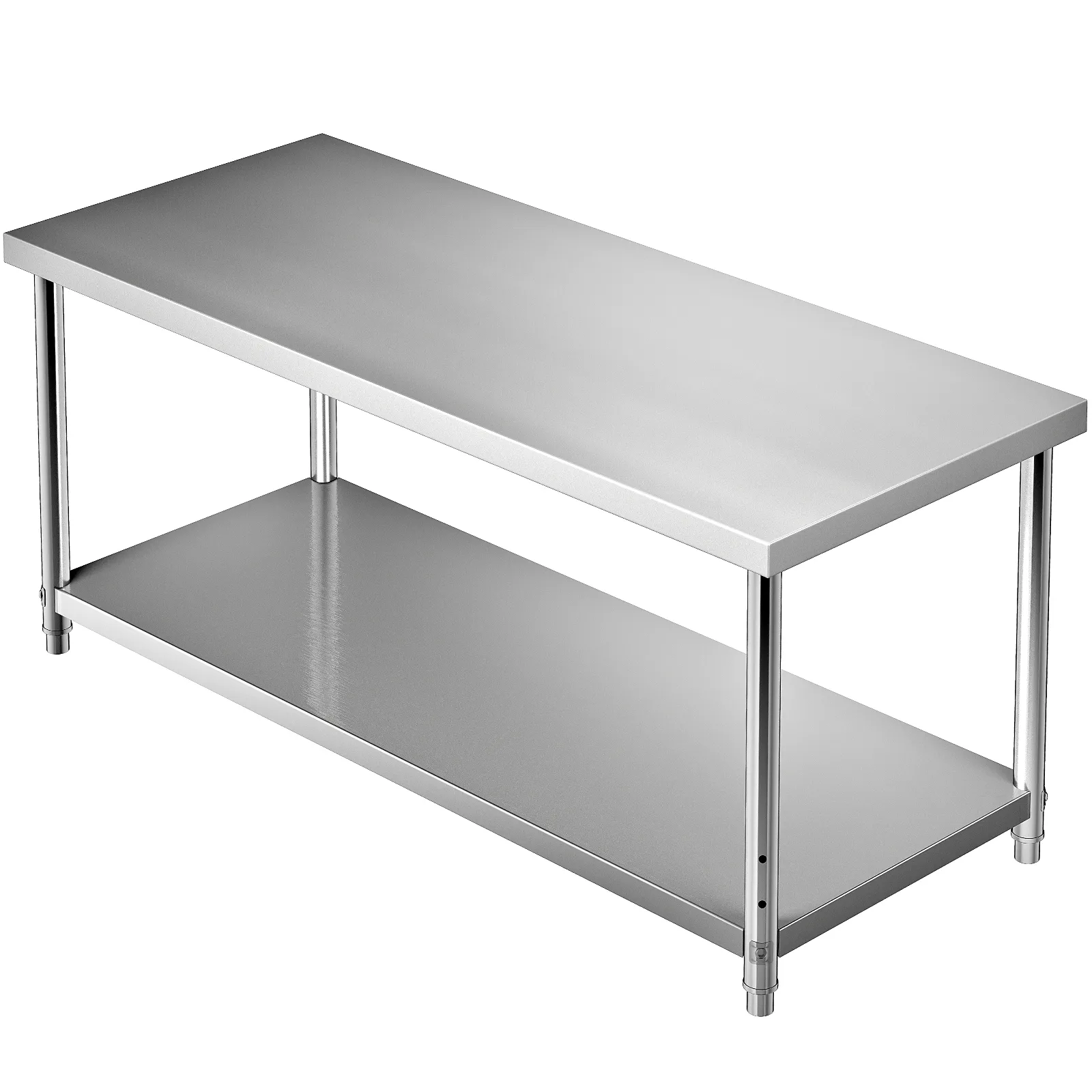 Tavolo da preparazione in acciaio inox VEVOR con ripiano inferiore, finitura lucida, spazio di lavoro in cucina durevole e robusto.