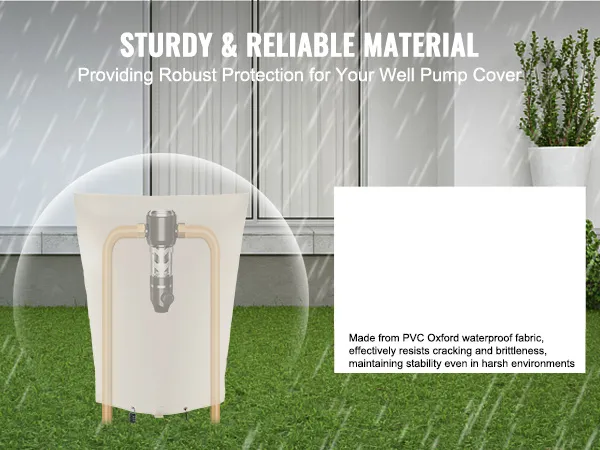 VEVOR well head pump cover made of durable pvc oxford fabric. resists cracking and brittleness in the rain.