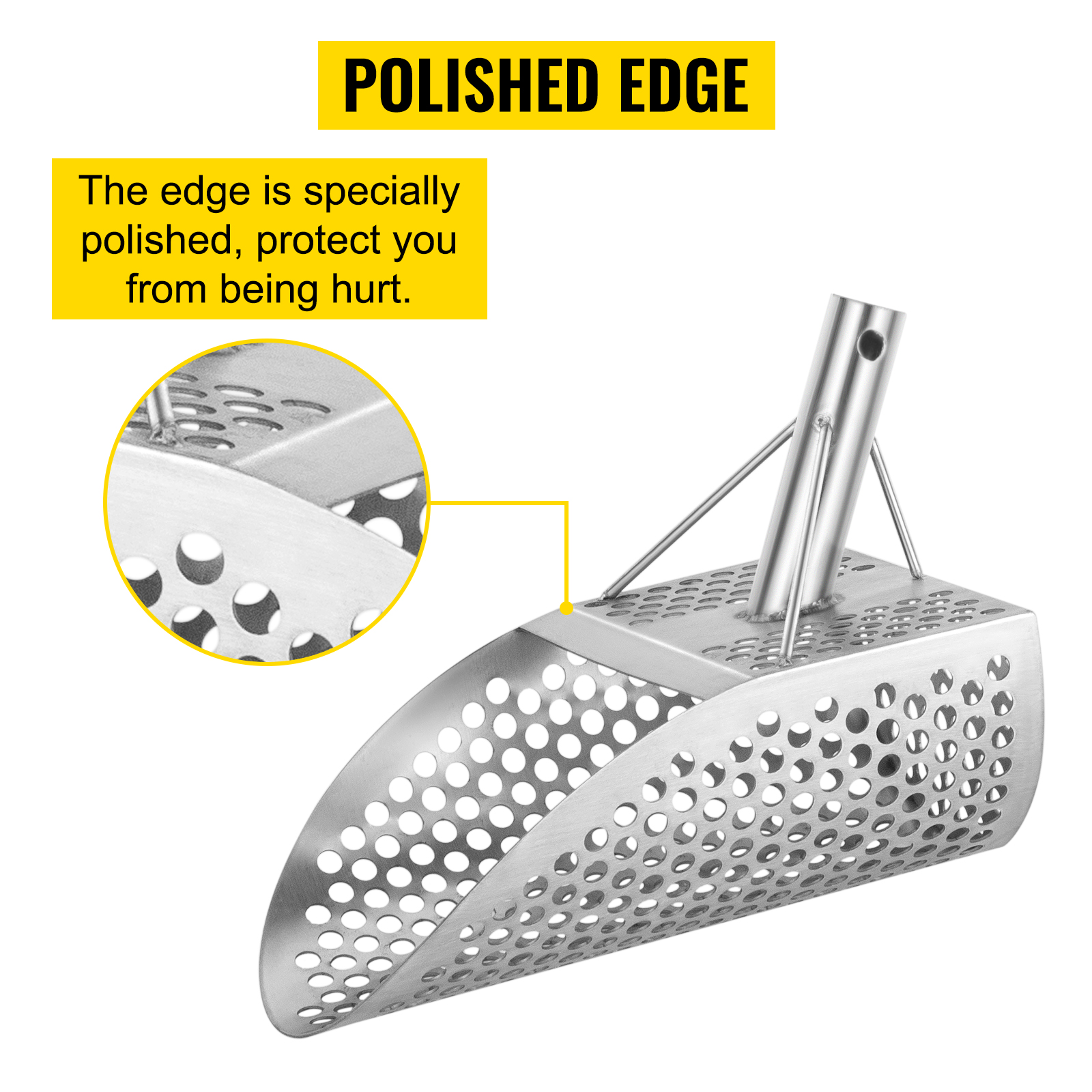 FBANG Pelle à Sable Longue Pour Détecteur De Métaux - Acier Inox, Manche Antidérapant | Parfaite Pour La Plage, La Chasse Au Trésor Et Le Travail Sous-Marins - 9