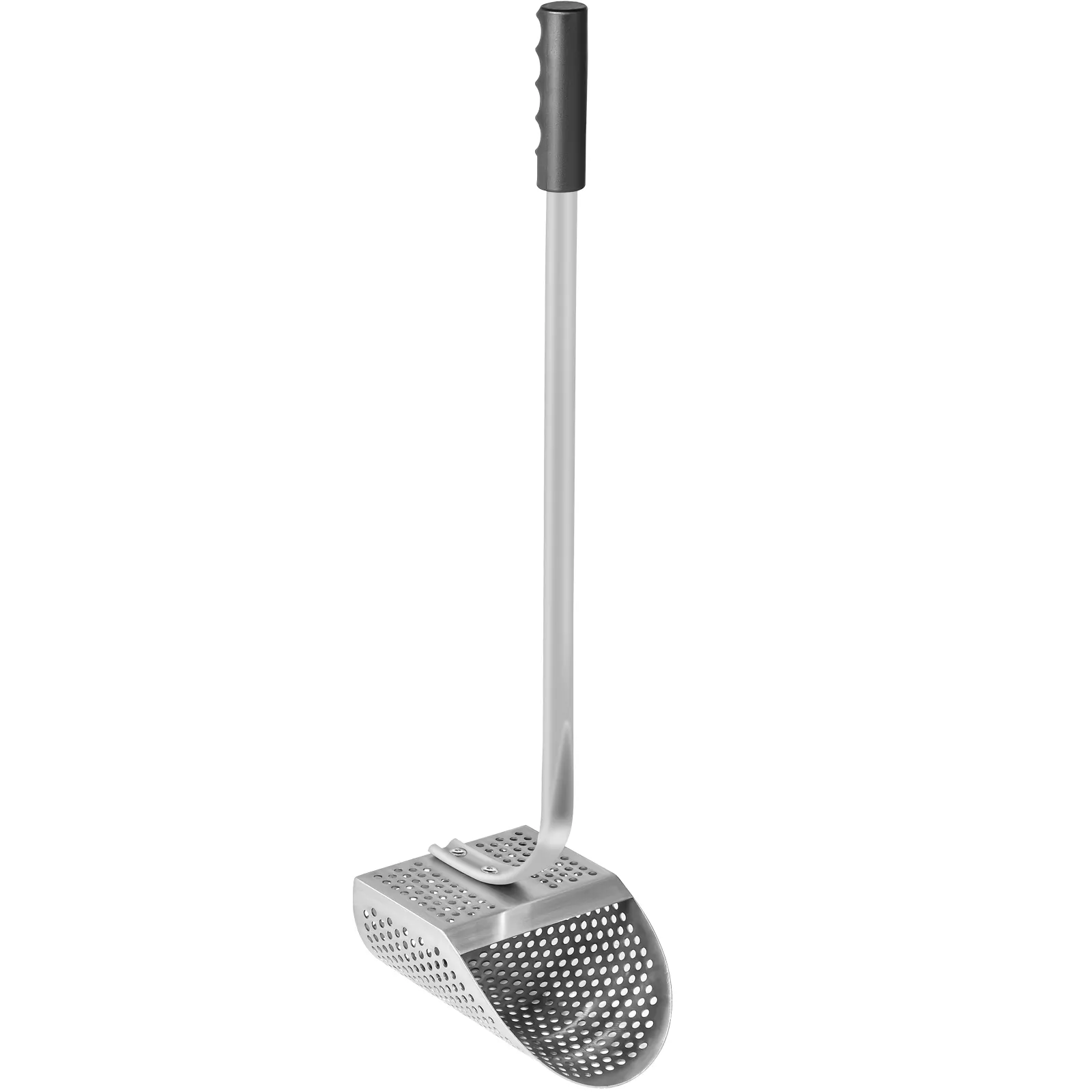 Pala de arena para detector de metales VEVOR con mango largo y cesta perforada.
