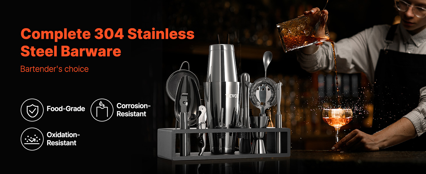 VEVOR Bartender Tools Kit — 13-Piece Stainless Steel Bar Set