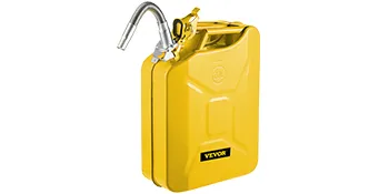 gelber VEVOR-Benzinkanister mit Zapfpistole und Tragegriff.